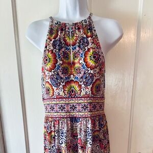 London Times Women's DRESS FITS S/M Keyhole Halter Sleeveless A Line Sz 4 -EUC!